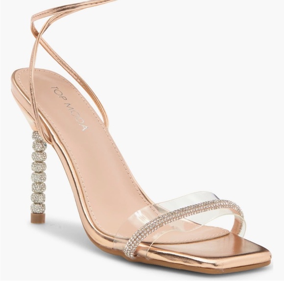 Top Moda Bridget Rose Gold Tie Up Ankle sandal Heel Women’s Size 7 - Picture 14 of 14